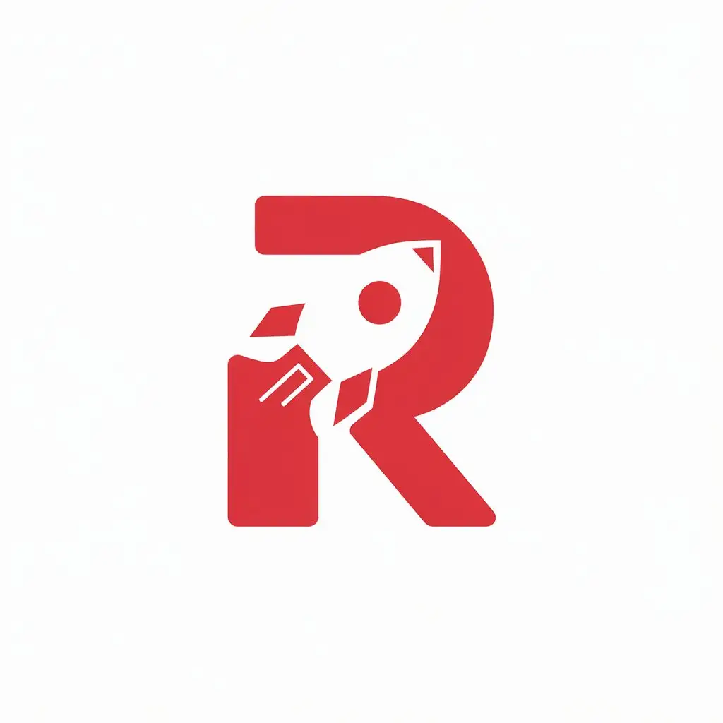 Minimalistic Red and White RocketInspired Logo for Tech Project Renaissance