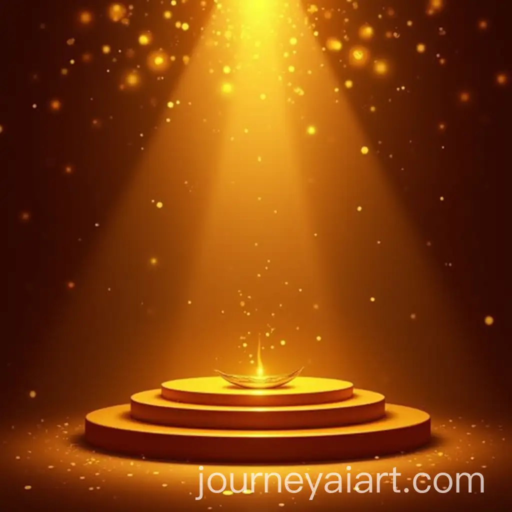 Golden-Podium-Surrounded-by-Festive-Diwali-Lights-and-Gold-Rain