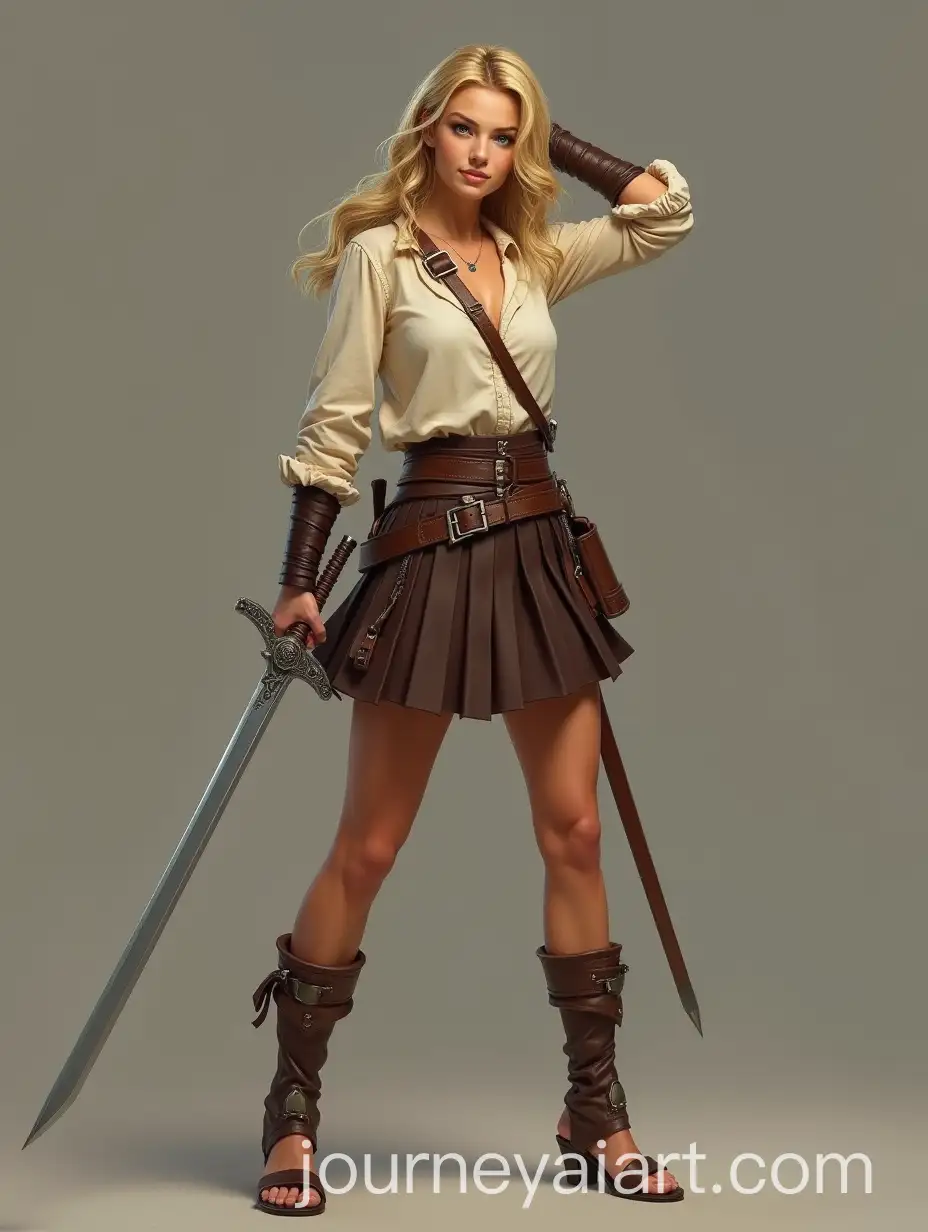 Young-Warrior-Woman-in-Action-with-Raised-Sword