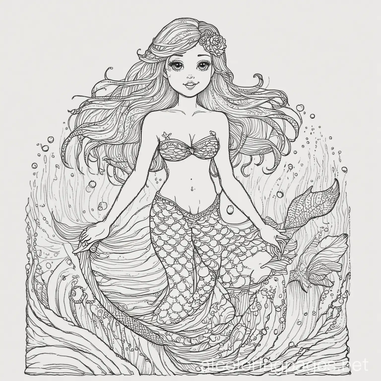 Mermaid-Coloring-Page-with-Bathing-Suit-in-the-Sea