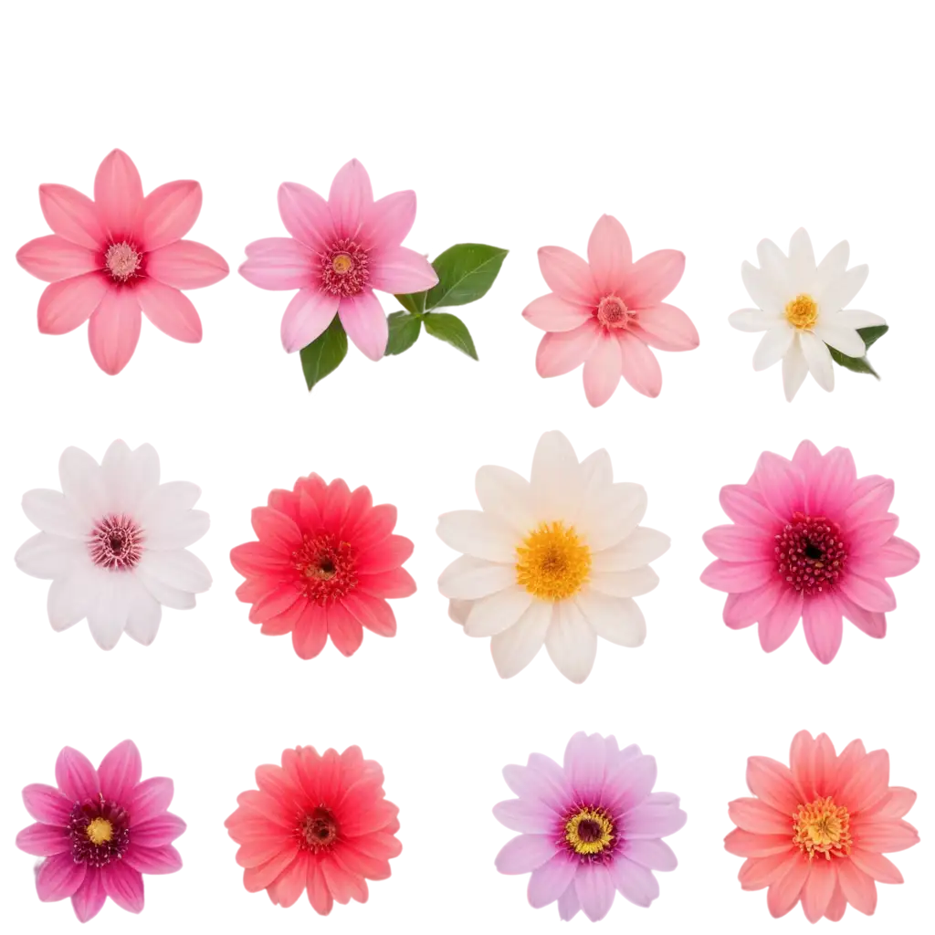 Vibrant-Flower-Set-PNG-Transparent-Top-View-of-Colorful-Blooms-Including-Rose-Camellia-Clematis-and-More