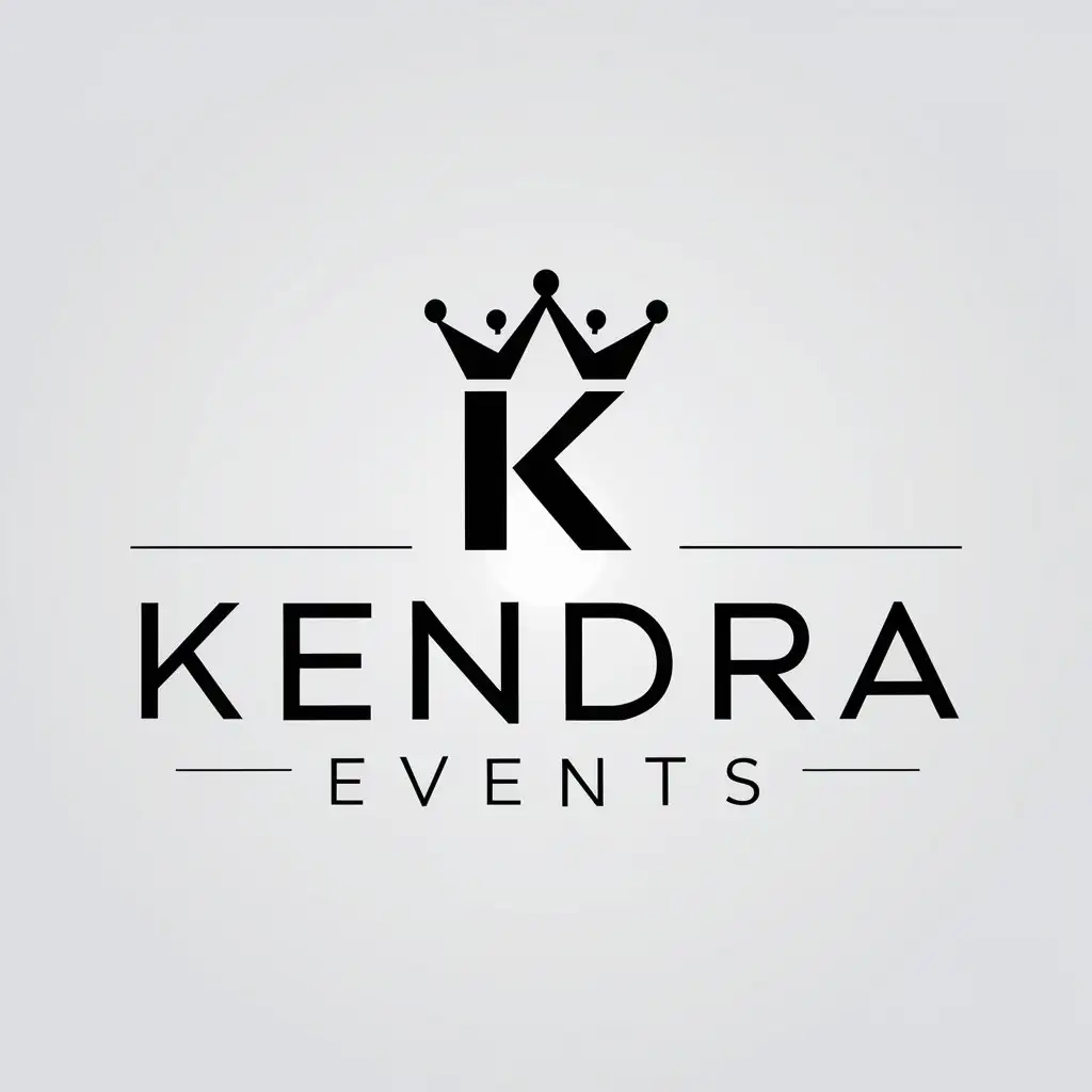 LOGO Design for Kendra Events Elegant Crown Symbol with Modern Entertainment Theme