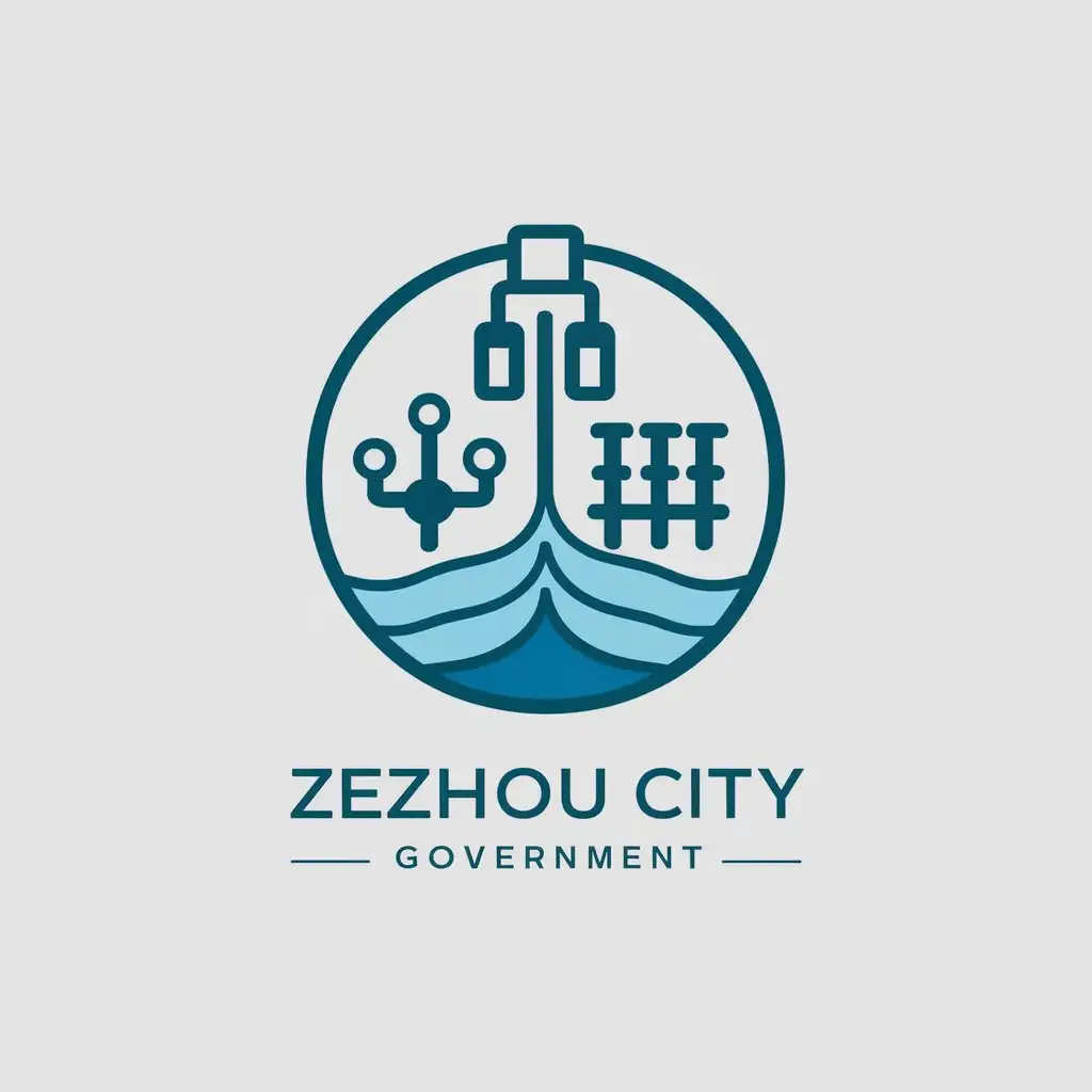 a vector logo design,with the text "Zezhou city government", main symbol:Tap water, natural gas, heating,Minimalistic,be used in Others industry,clear background