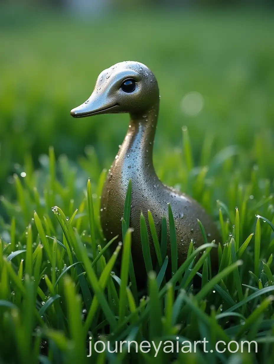 Shiny-Metal-Fence-Surrounded-by-Dewy-Green-Grass