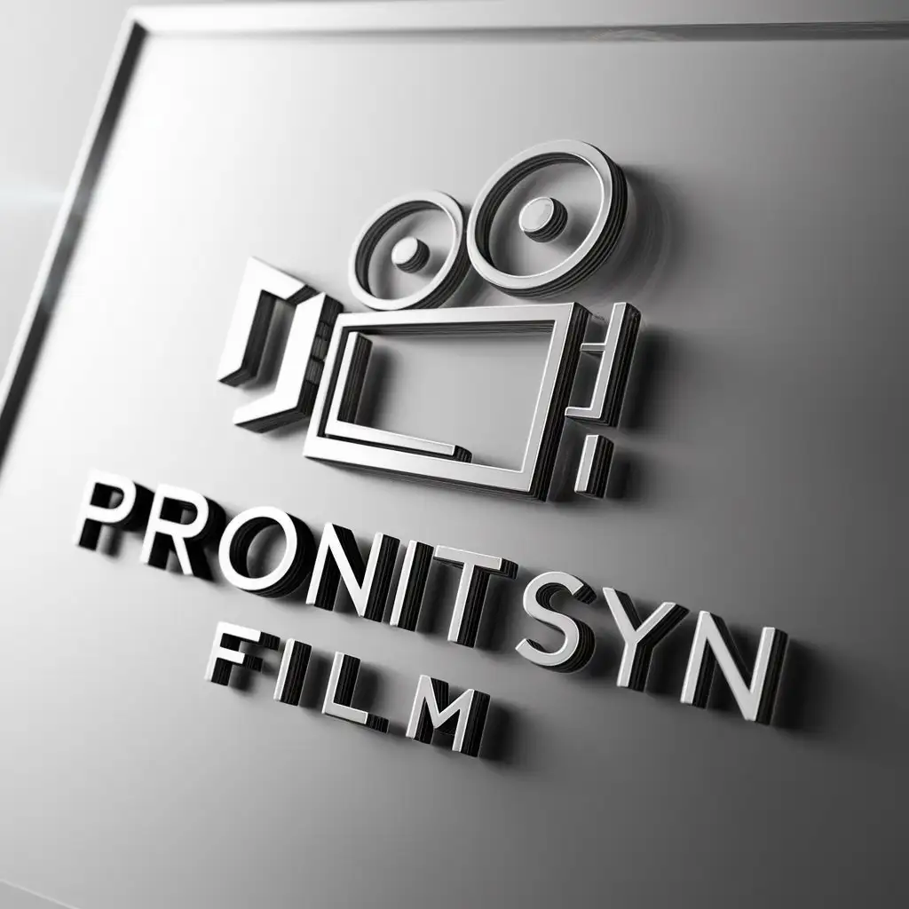 a logo design,with the text "PRONITSYN FILM", main symbol:movie camera,complex,be used in Entertainment industry,clear background