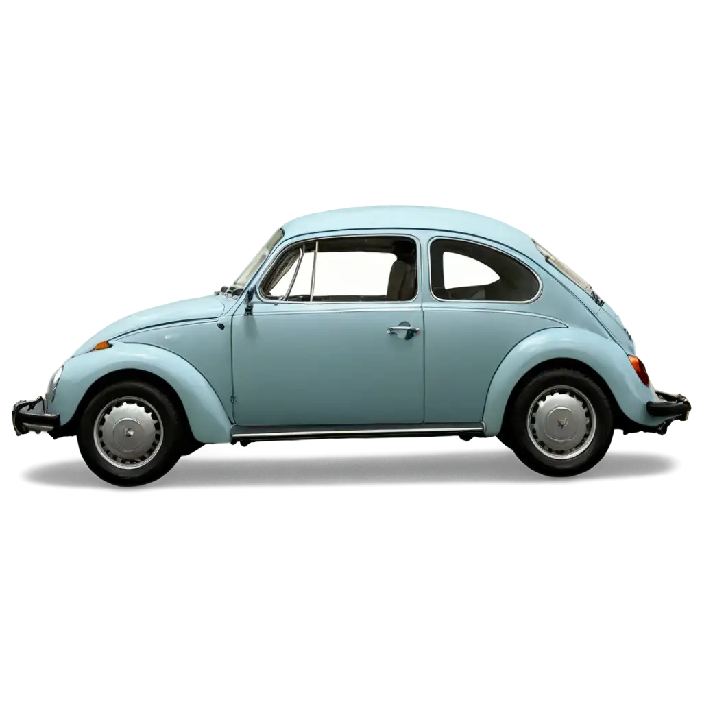 A 1976 sky blue Volkswagen beetle car