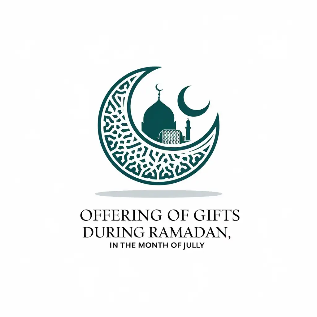 LOGO Design for Offering of Gifts During Ramadan Circle Persian Pattern Al Aqsa Mosque Crescent Moon Theme