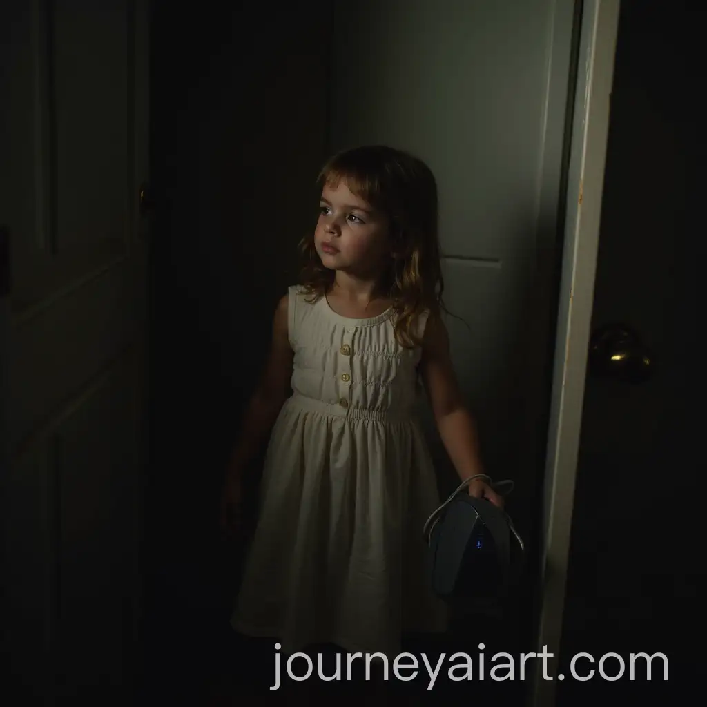 Little-Girl-Holding-a-Steel-Iron-in-a-Dark-Bathroom