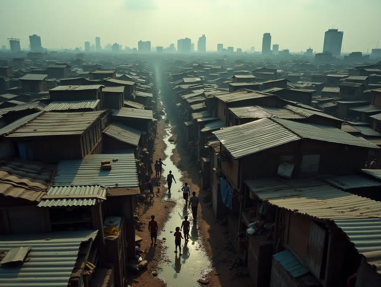 Aerial-View-of-Dharavis-Dense-Landscape-with-Children-Playing