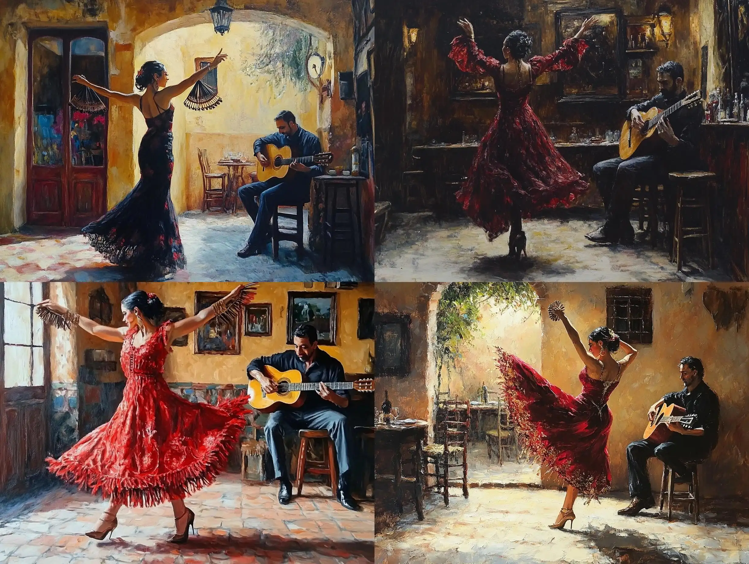 Flamenco-Dance-in-Taverna-with-Guitarist-and-Castanets