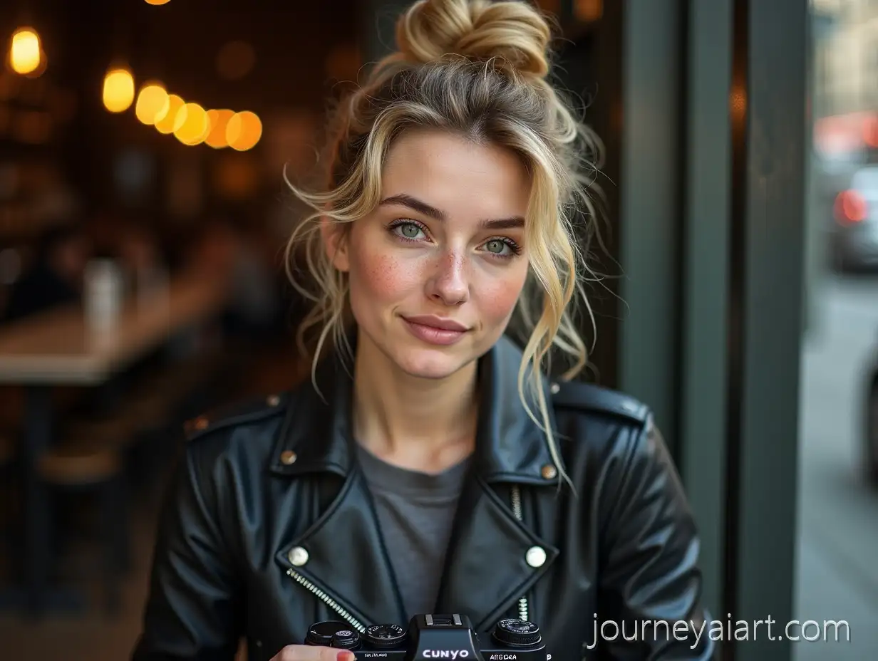 Portrait-of-a-24YearFemale-Photographer-PortraitOld-Female-Photographer-with-Blonde-Hair-and-Freckles-in-Urban-Cafe-or-Studio-Setting
