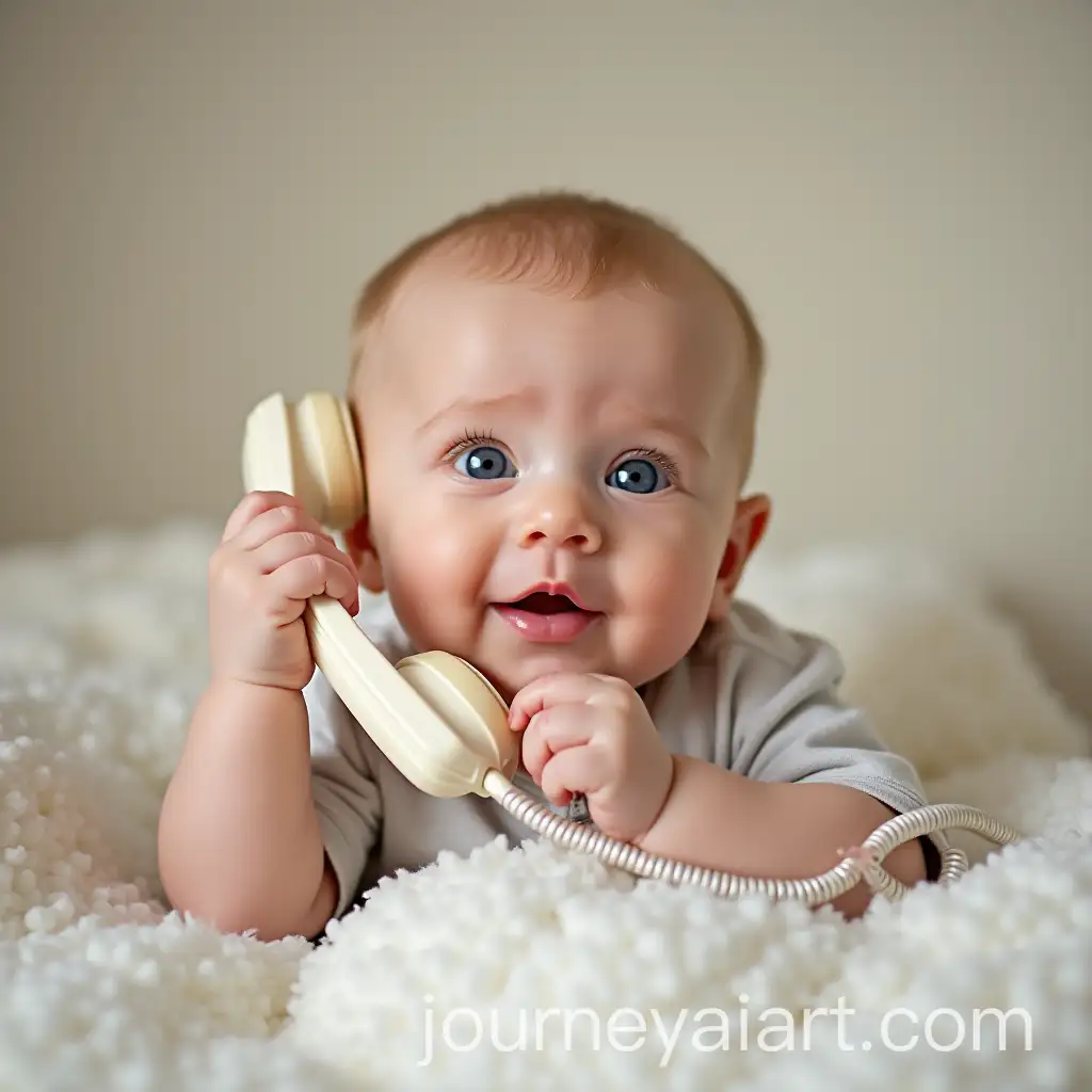 Baby-Speaking-to-Phone-with-Expression-of-Curiosity