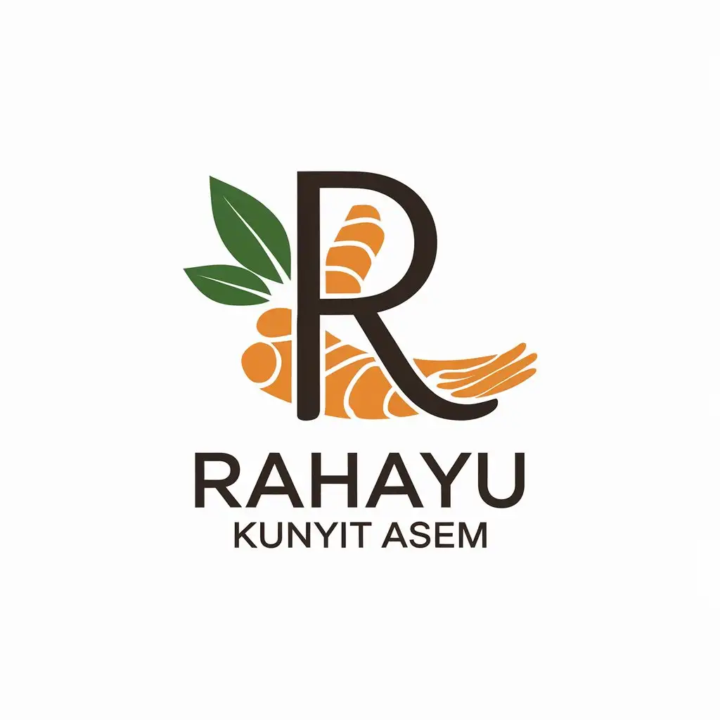 LOGO Design for Rahayu Kunyit Asem Minimalistic with R Symbol Kunyit and Tamarind Elements for Retail Industry