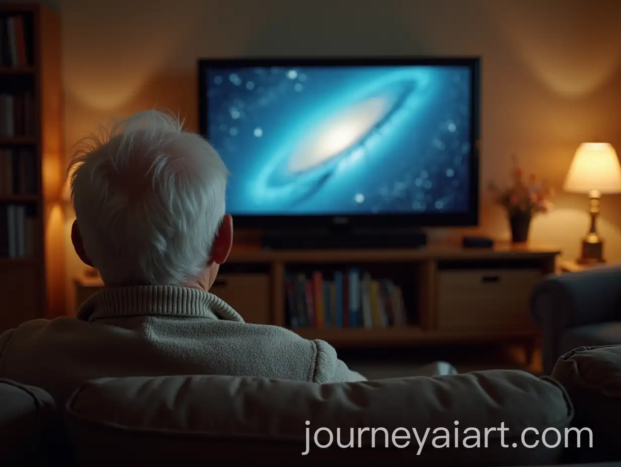 Elderly-Grandfather-Relaxing-on-Couch-Watching-Television
