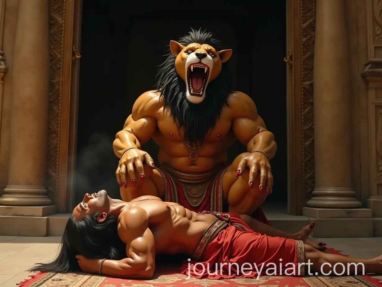 Narasimha-Defeats-Hiranyakashipu-Divine-Power-in-a-Grand-Palace