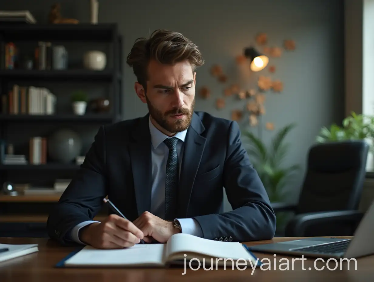 Businessman-in-Suit-Working-and-Thinking-in-Office-Environment