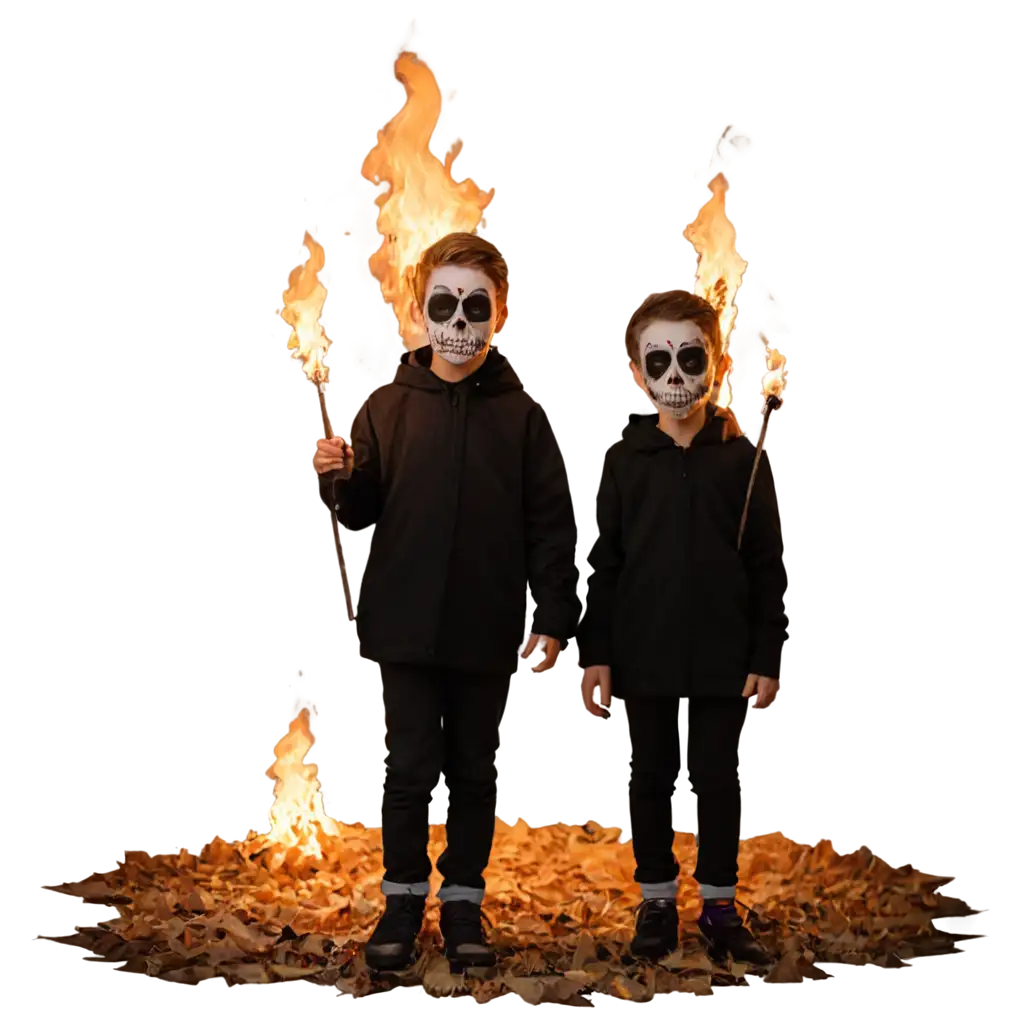 Eerie-Halloween-PNG-Image-of-Children-in-Skull-Masks-Holding-Fire-Flares