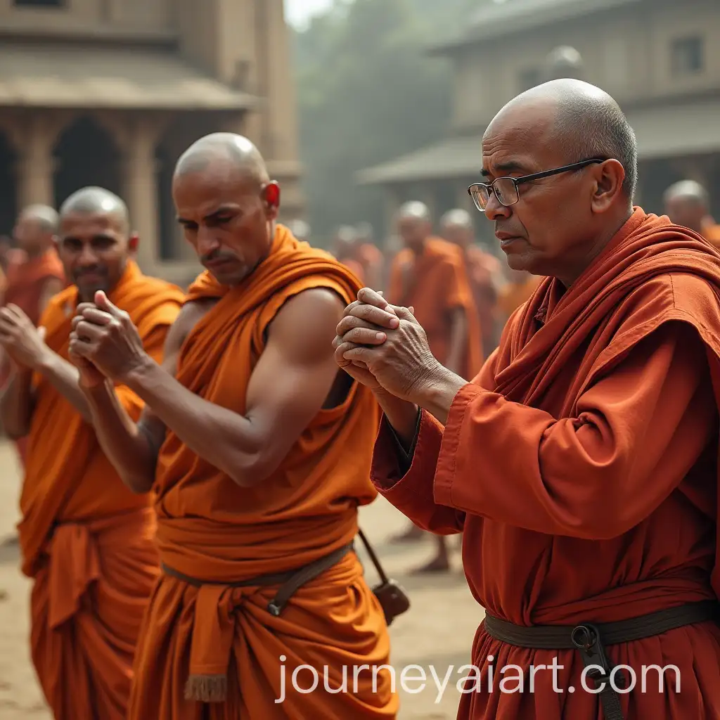 Students-Learning-Military-Art-from-Monks-in-Ancient-India