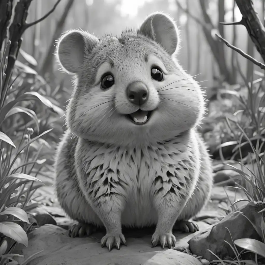 Whimsical Cute Quokka Coloring Page for Kids