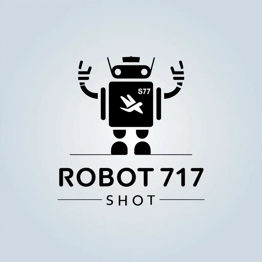 a vector logo design,with the text "Robot717 Shot", main symbol:Robot717 Shot,Minimalistic,be used in Travel industry,clear background