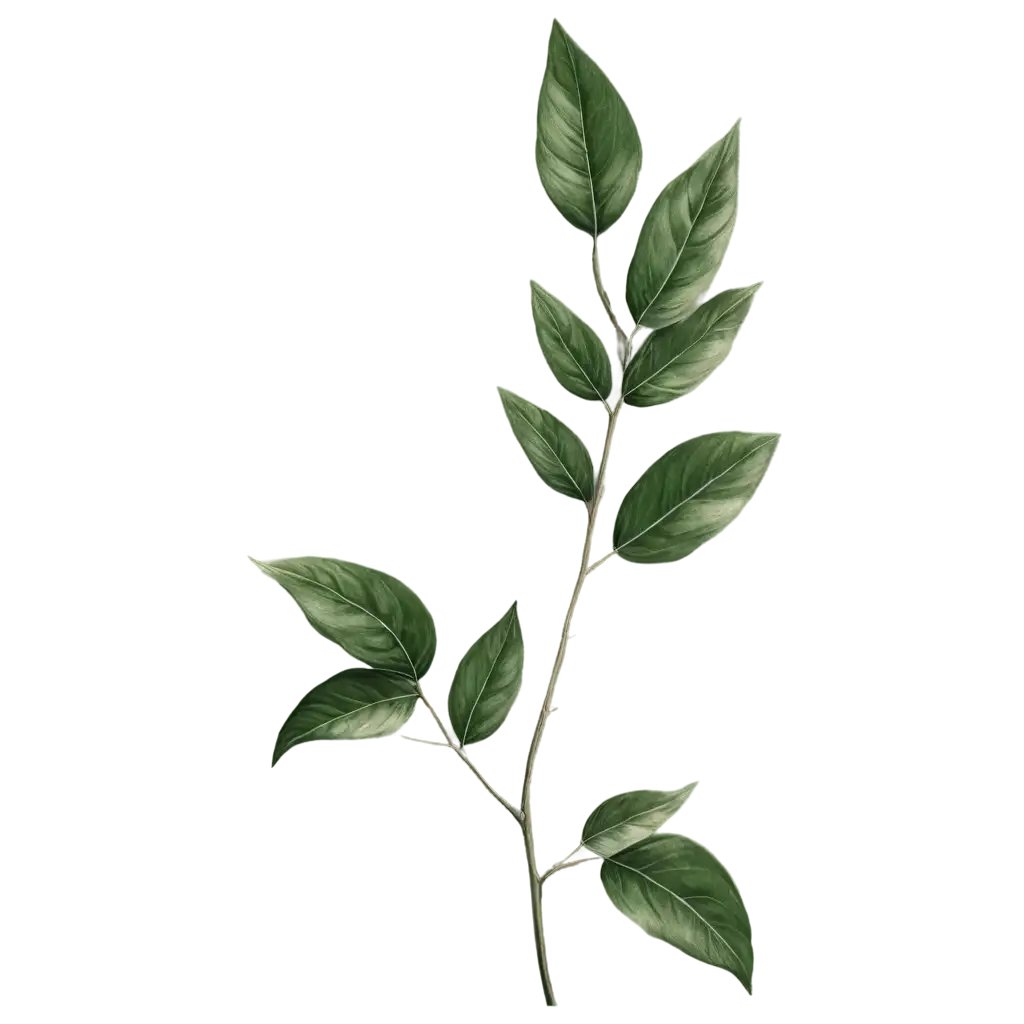 Elegant-Dark-Green-Plant-BranchPNG-Image-Usage-Analysis-PNG-Detailed-Botanical-Illustration-with-Minimalist-Style