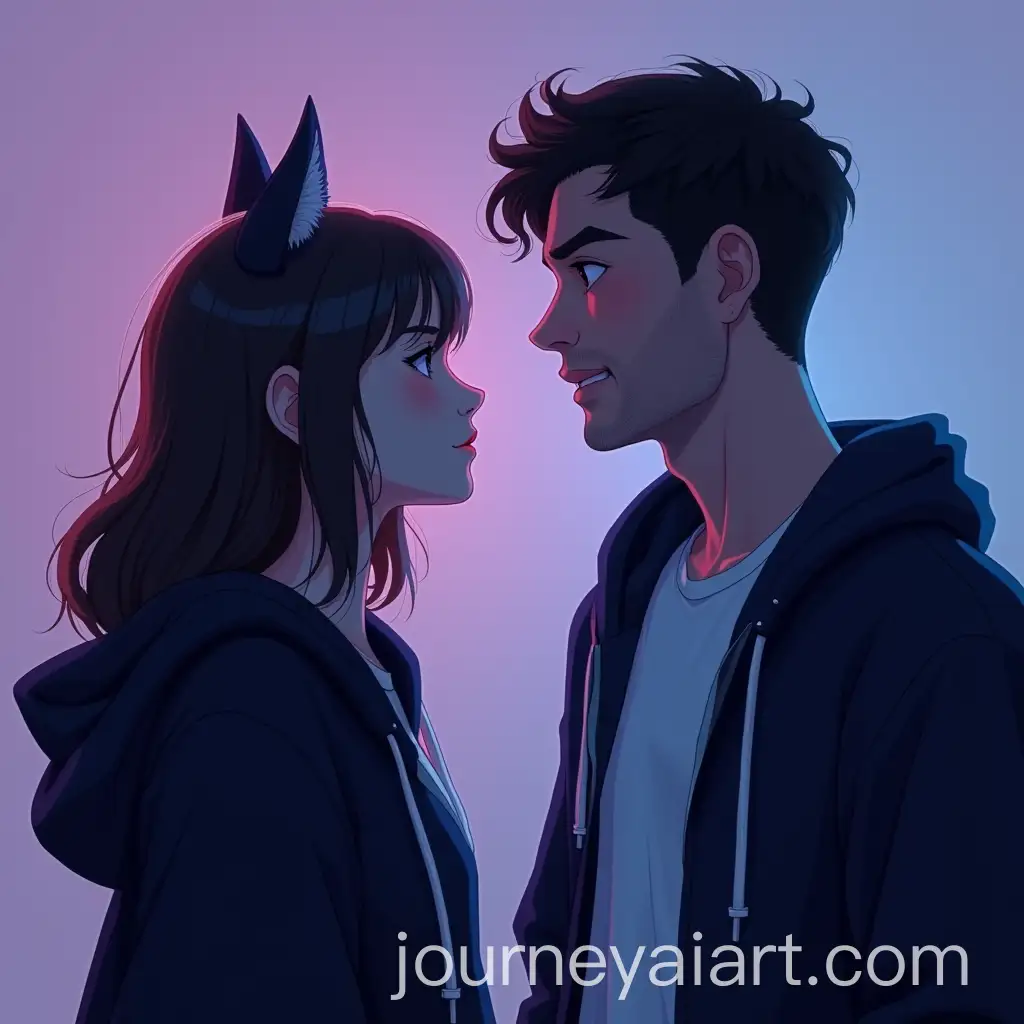 Young-Woman-and-Man-with-Cat-Ears-in-Moody-Lighting