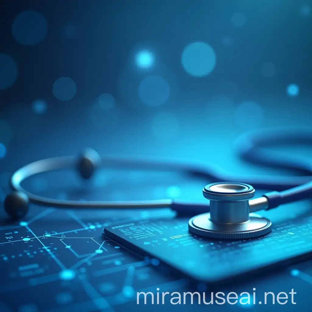 Futuristic Healthcare Background Featuring Stethoscope and Medical Equipment