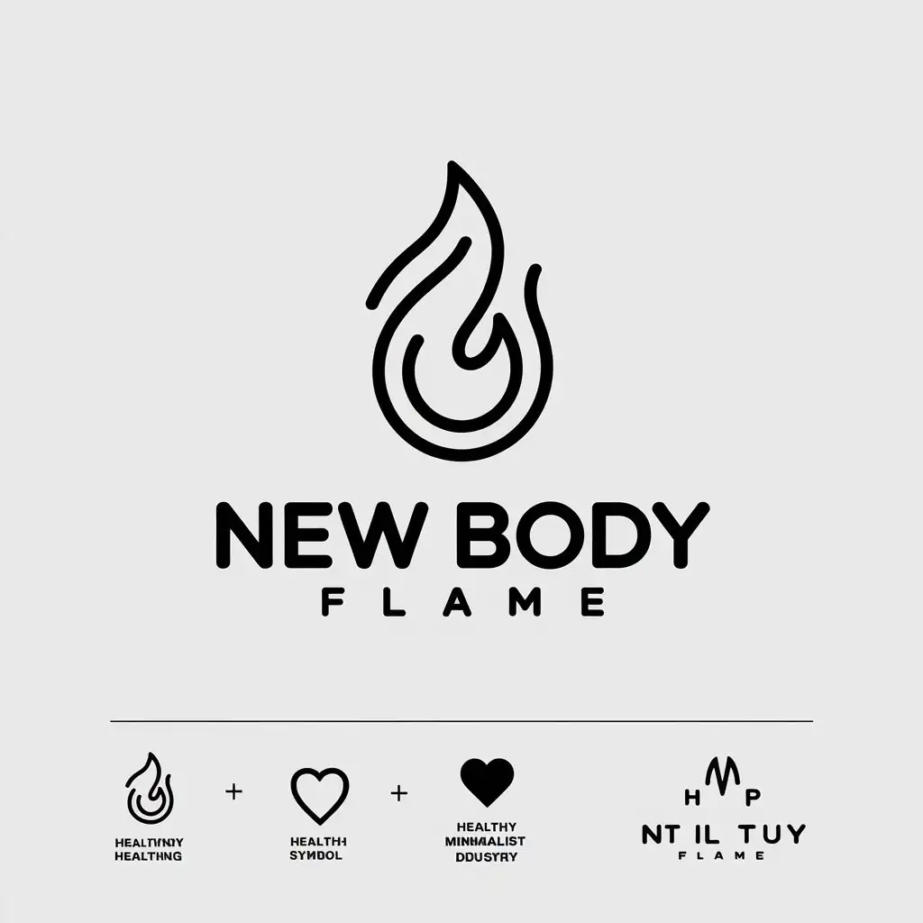 a vector logo design,with the text "new body flame", main symbol:Fire element, new lifestyle, cyclical connotations, linear, ... Others-Big health, healthy living modern minimalist,Minimalistic,be used in healthy living industry,clear background