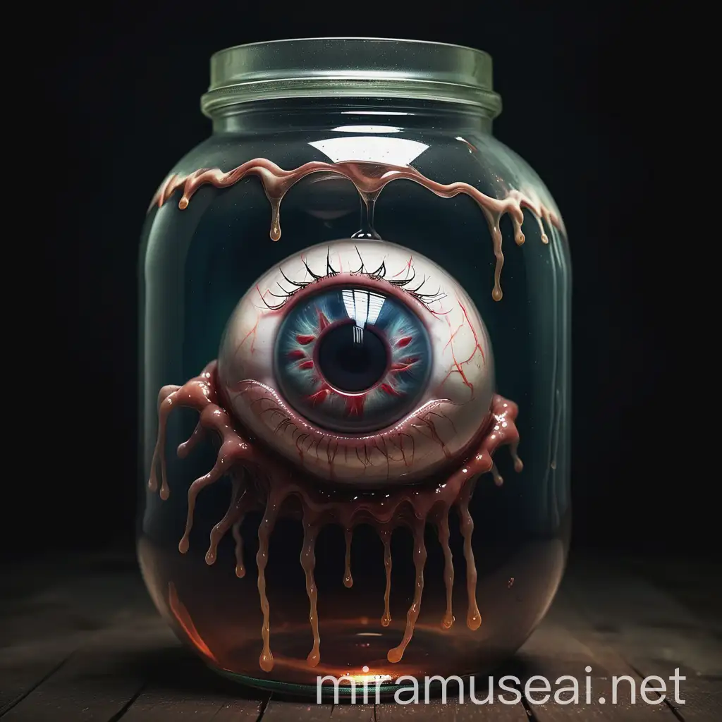 Creepy Human Eyeball Suspended in Jar of Mysterious Liquid