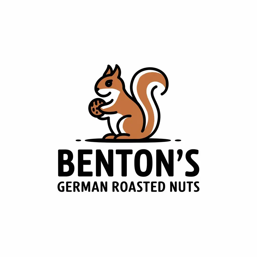 LOGO Design for Bentons German Roasted Nuts Squirrel Holding Nut with Clean and Modern Aesthetic