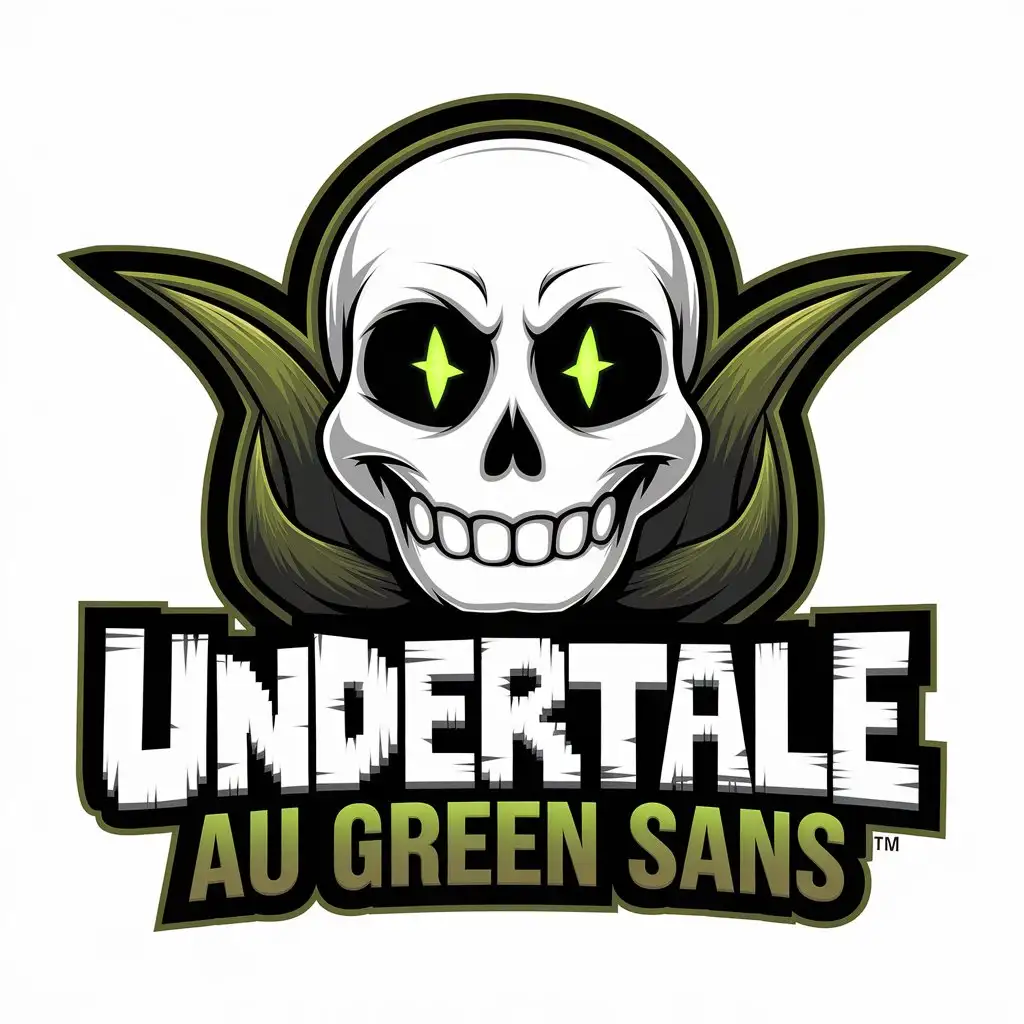 LOGO Design For Undertale Au Green Sans Modern Skeleton Theme with Clear Background