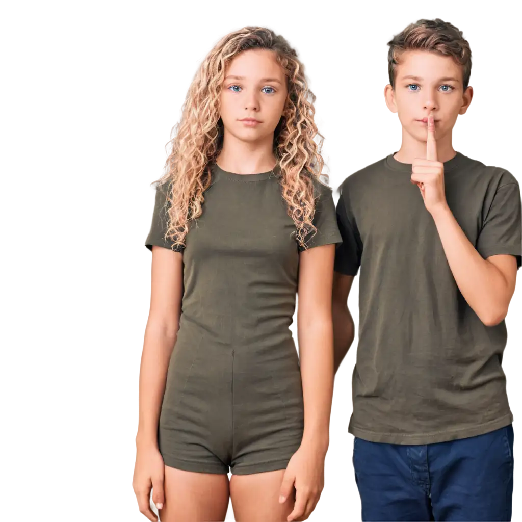 SEOOptimized-PNG-Image-13YearOld-Girl-with-Blond-Curls-and-Green-Eyes-Standing-with-Her-Twin-and-Brother-in-the-Army