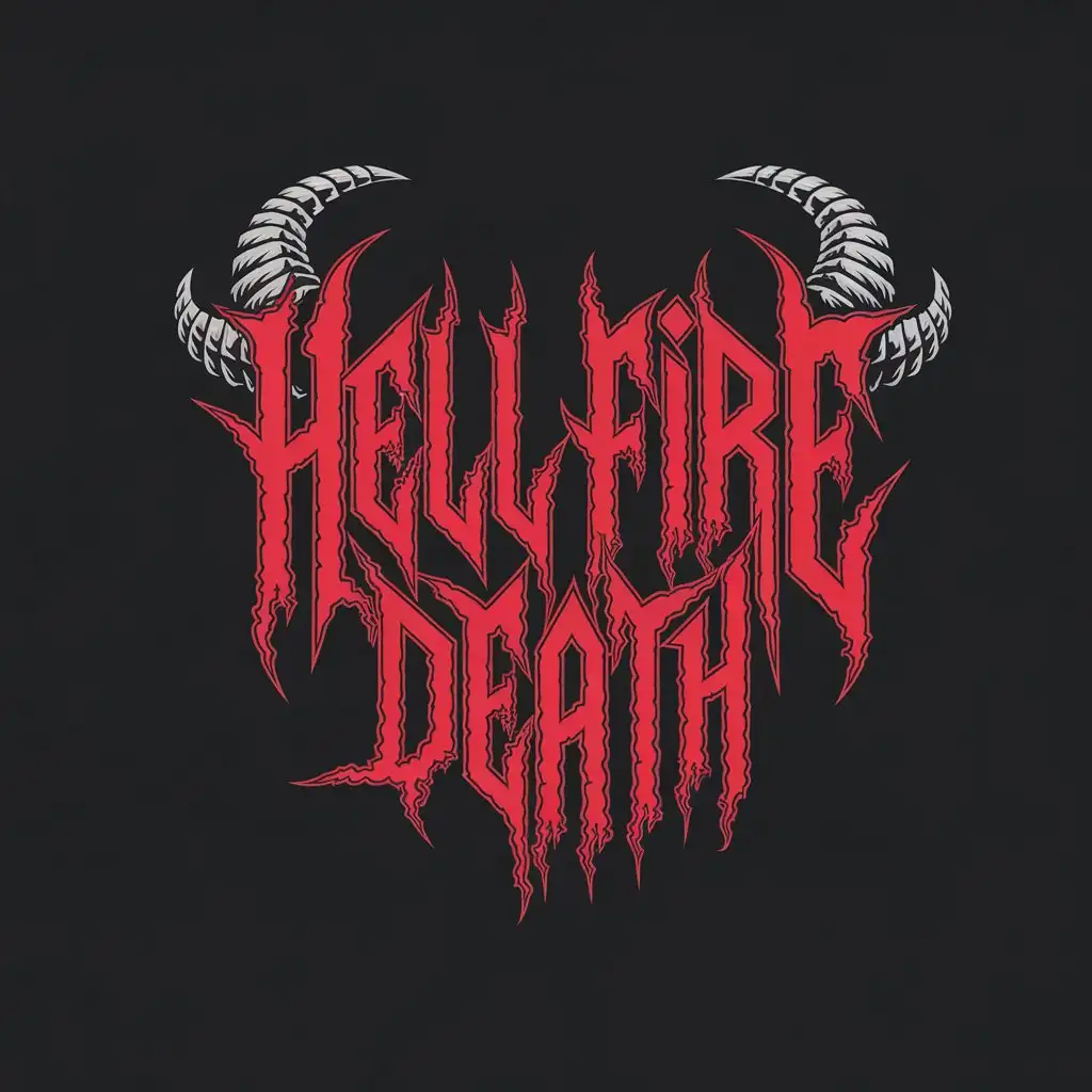 LOGO Design for Hell Fire Death Demonic Inscription on Black Background