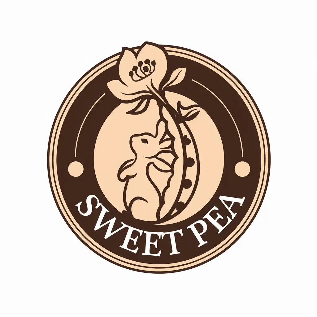 LOGO-Design-For-Sweet-Pea-Vector-Design-with-Pea-Flowers-and-Rabbit-Symbol