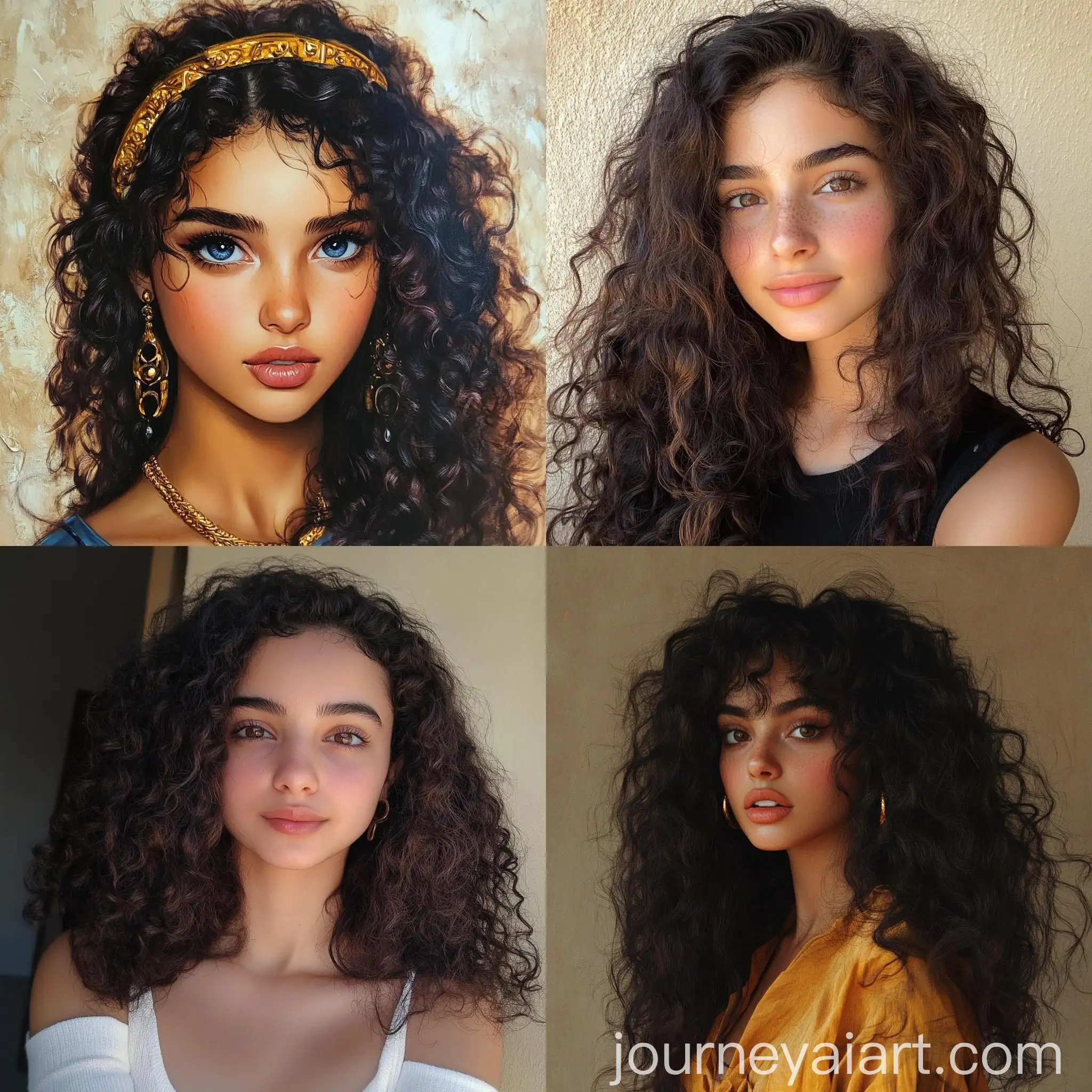 Curly-Haired-Egyptian-Girl-Portrait