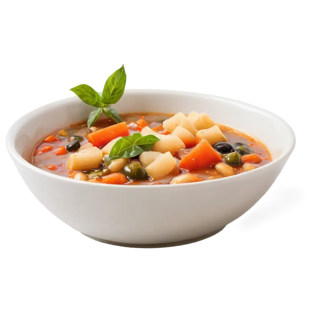 Italian Minestrone soup in a white bowl