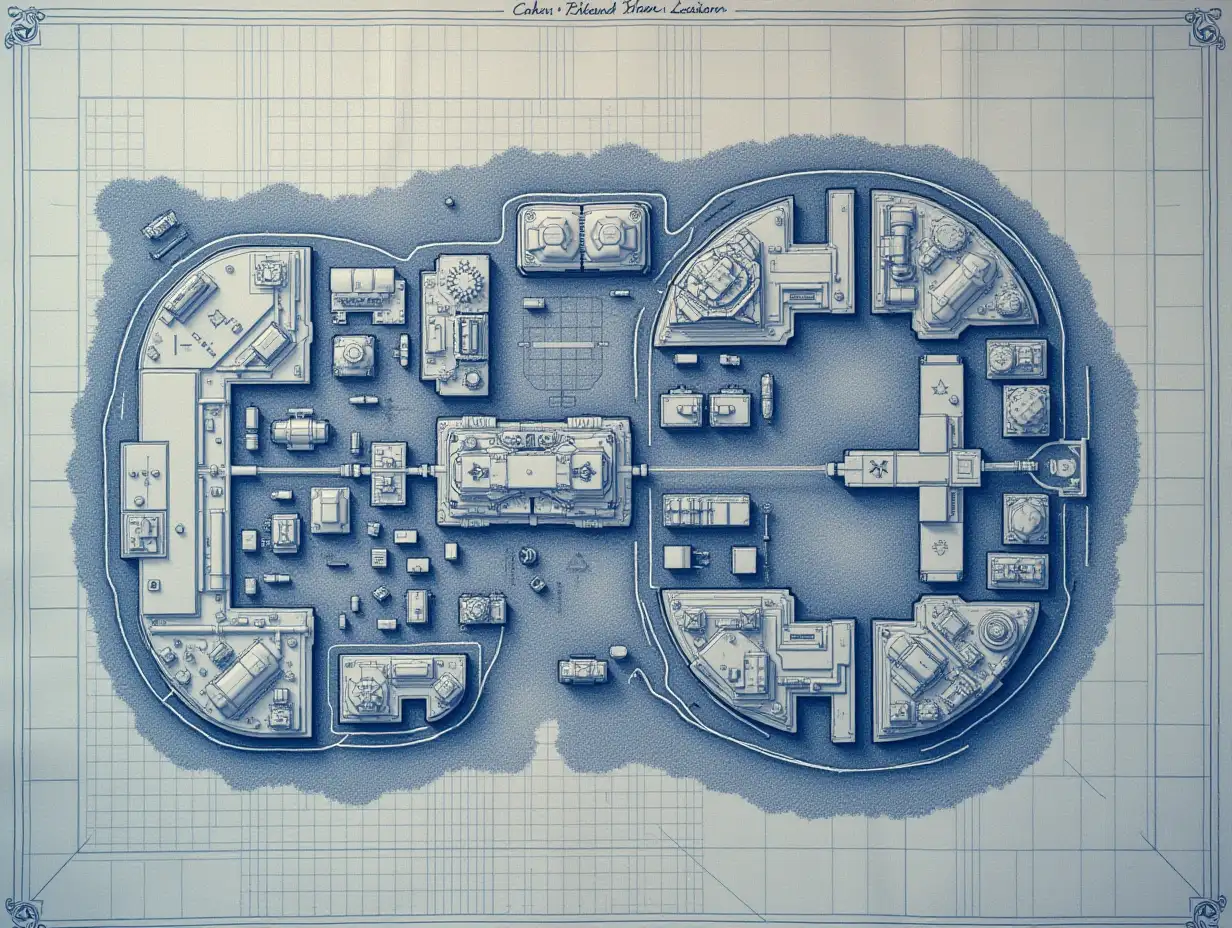 blueprint of a military base location, top view