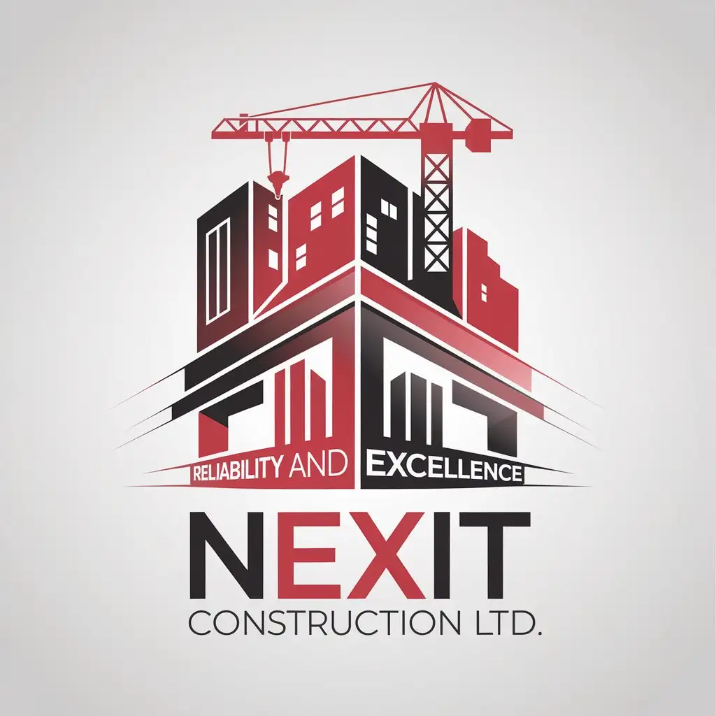 LOGO Design for Nexit Construction Ltd Red and Black Civil Work Building and Construction Theme