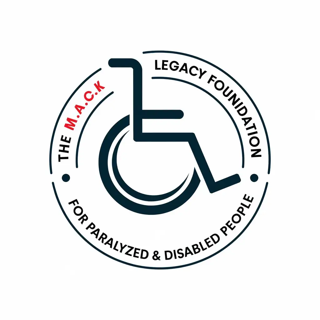 LOGO Design for The MACK Legacy Foundation Wheelchair Symbol with Red and Blue Colors for Nonprofit Industry