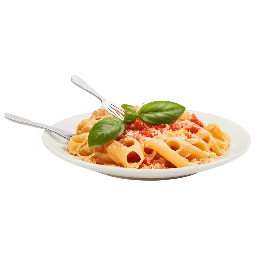 Italian-Pasta-Wrapped-Around-a-Fork-PNG-Image-with-Basil-Leaf-HighQuality-Food-Visual