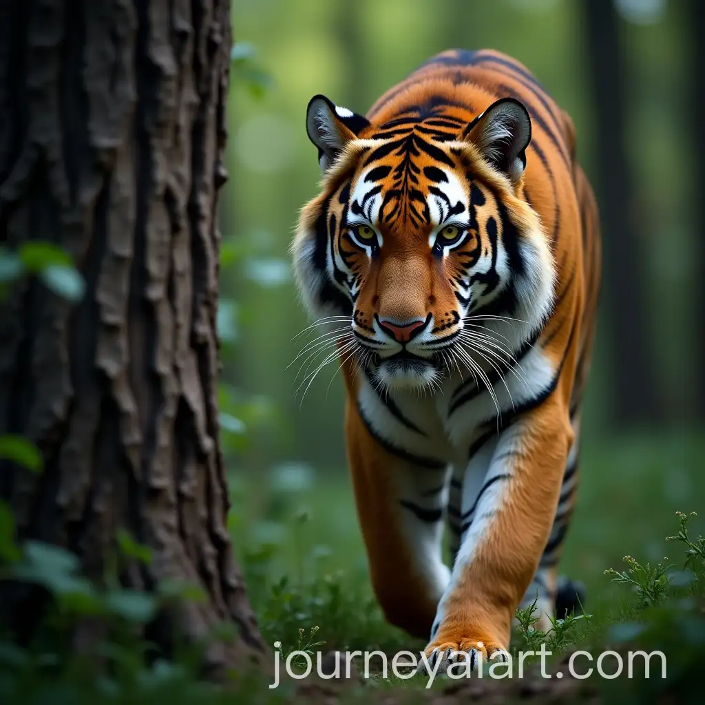Tiger-in-Forest-Near-a-Tree