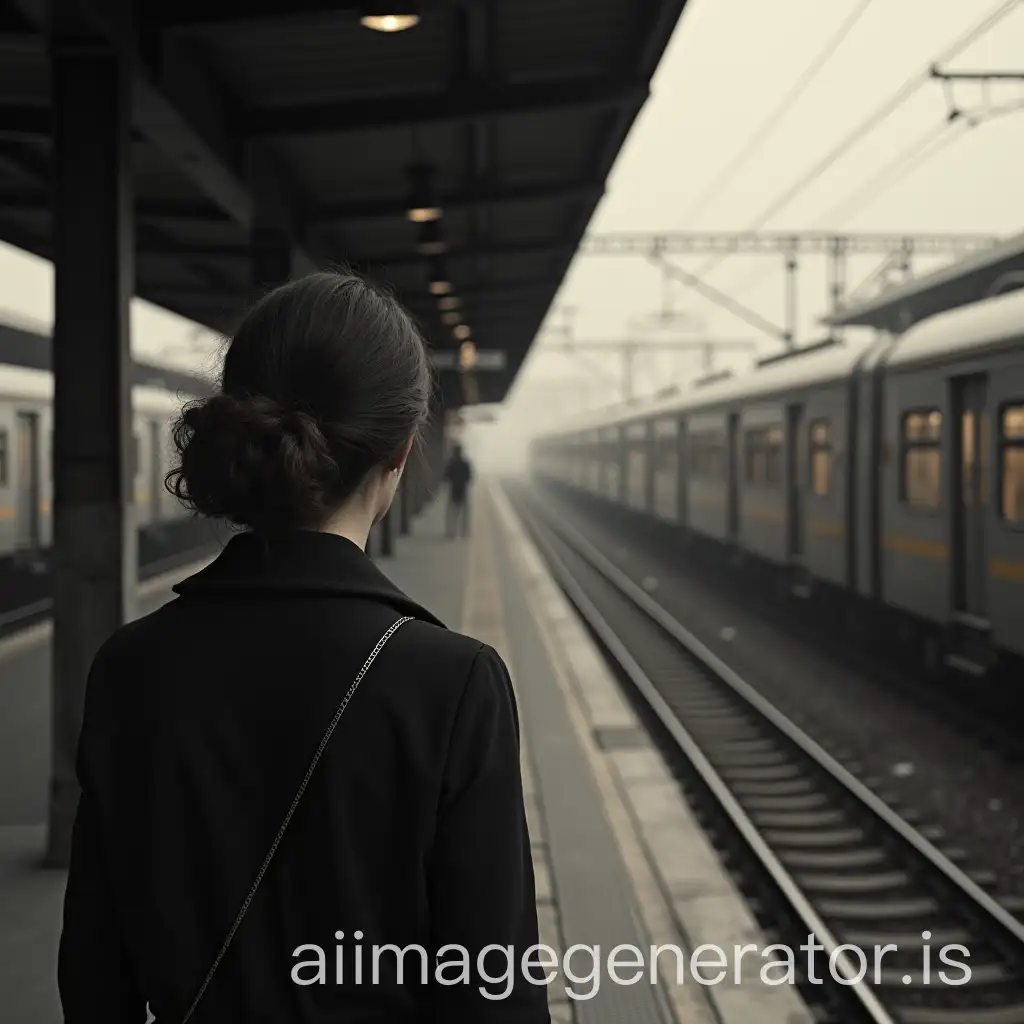 Young-Woman-Watching-the-Last-Train-Depart-at-a-1930s-Train-Station