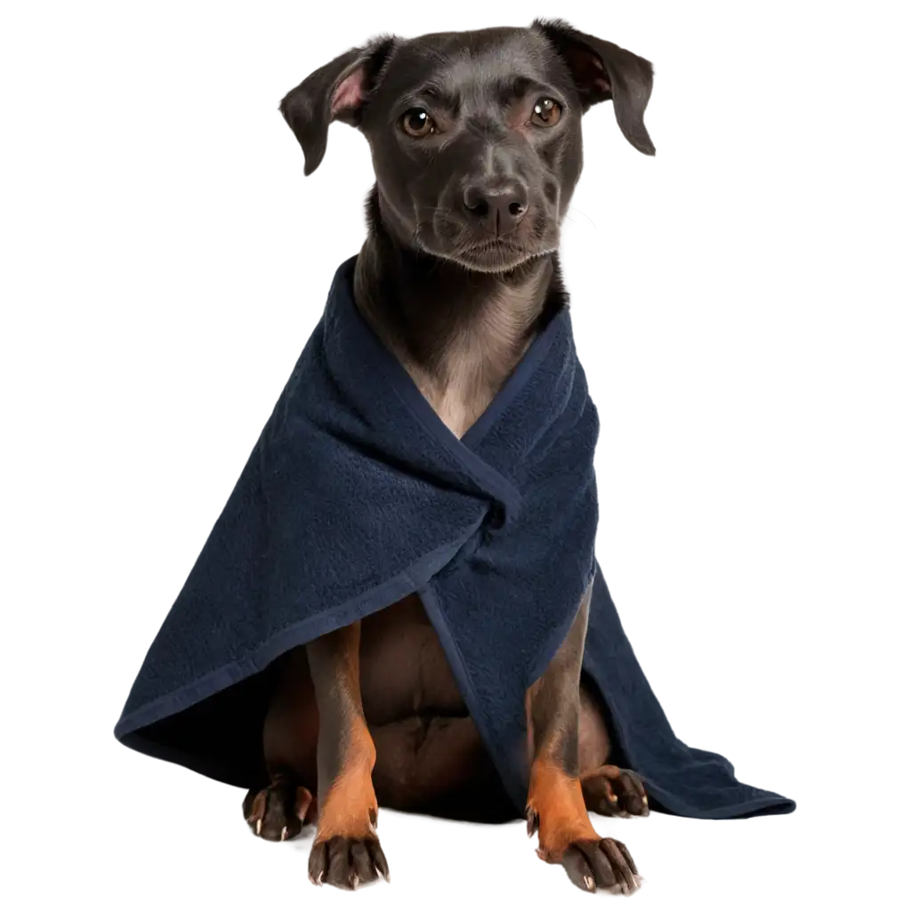 Black-Dog-Wearing-Bath-Towel-Sitting-in-Bath-PNG-Image-Playful-and-Unique-Visual-Concept