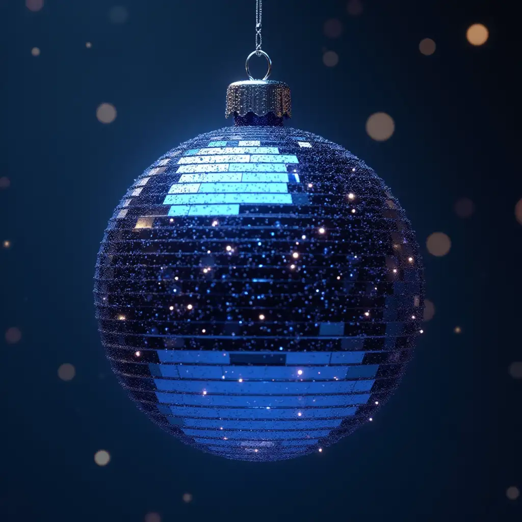 Hyperrealistic Indigo Disco Ball Christmas Ornament in Ultra HD