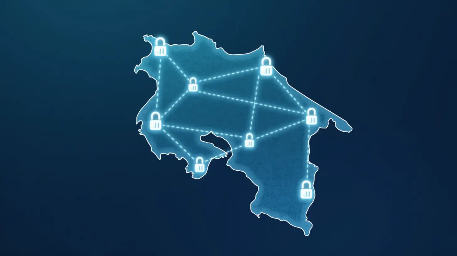 Costa Rica Security Map with Connected Icons