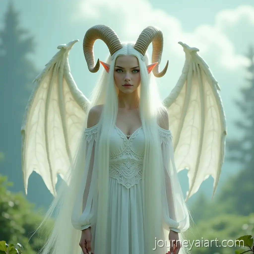 Elf-with-dragon-wingsFemale-Elf-with-Dragon-Wings-and-Ram-Horns-in-Mystical-Enchanted-Forest