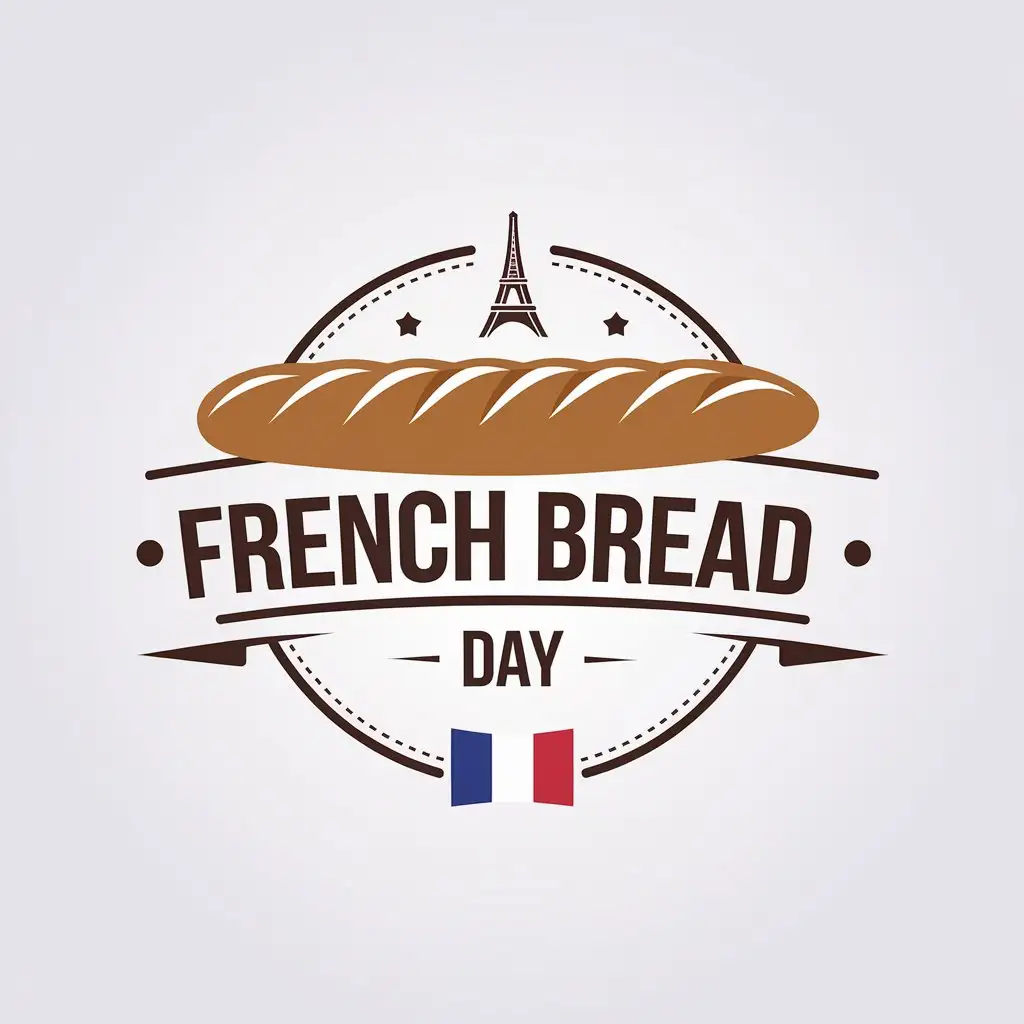 LOGO Design for French Bread Day Minimalist Bread and French Elements for the Food Industry