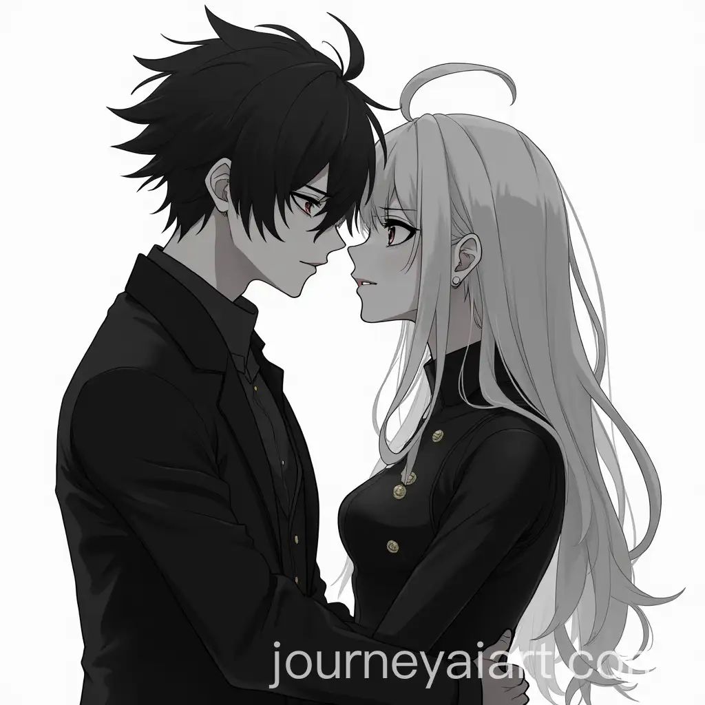 Male-GenderSwapped-YorHa-2B-and-YorHa-9S-Romantic-Interaction-in-Black-and-White