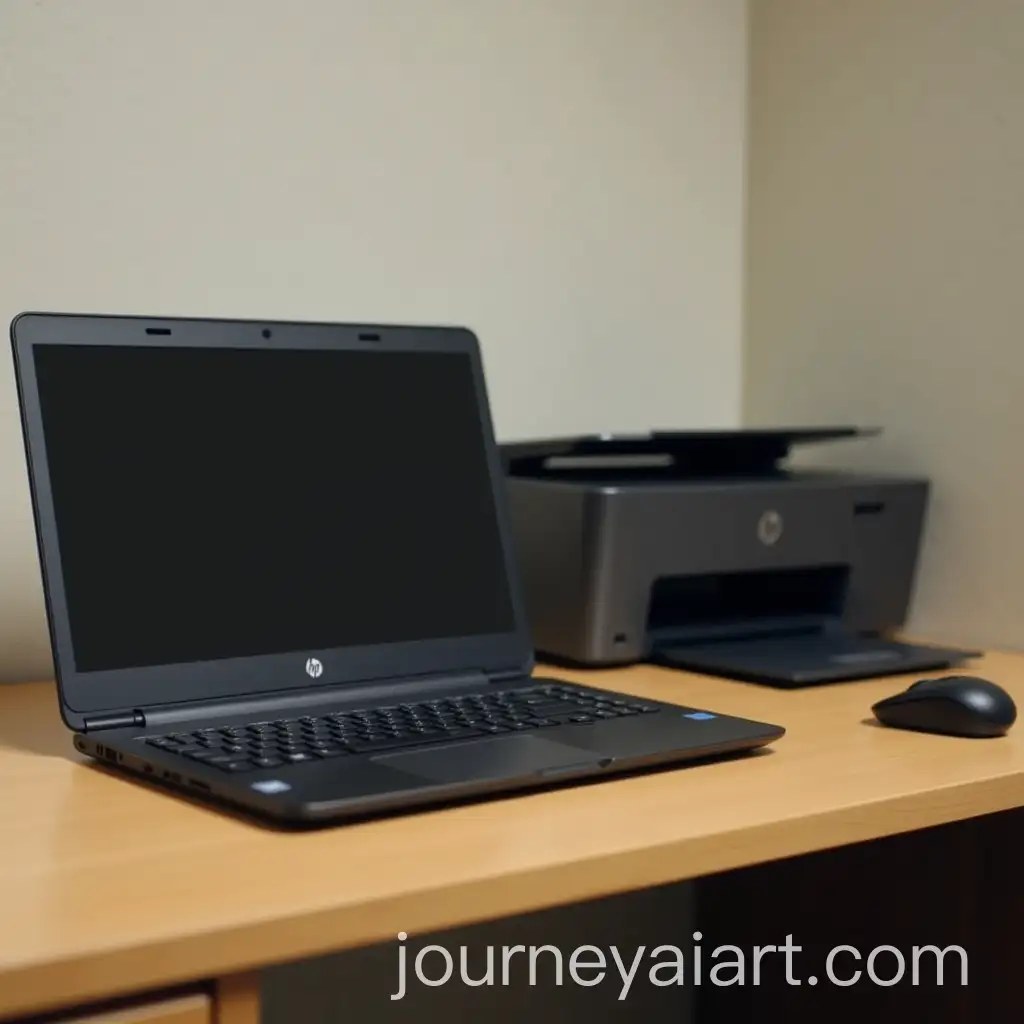 Minimalist-Office-Desk-with-Laptop-Printer-and-Wireless-Mouse