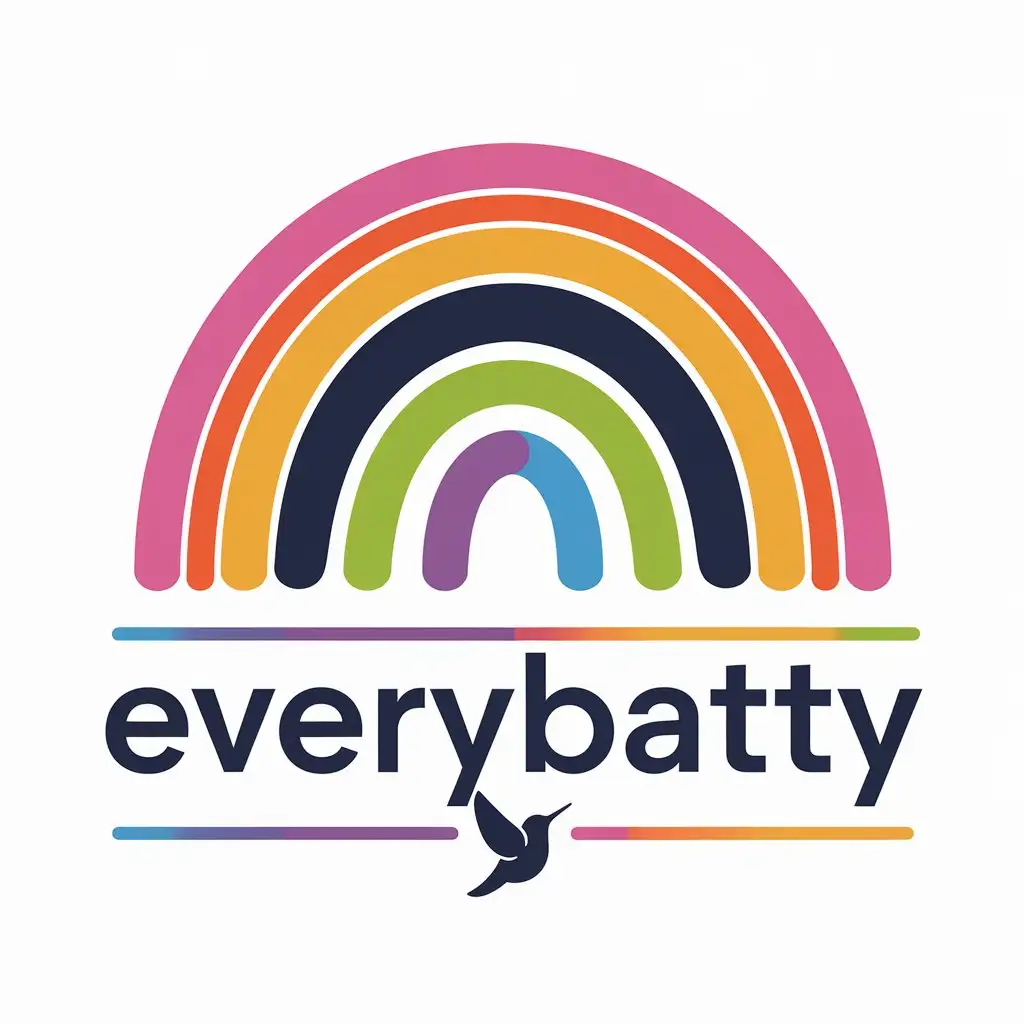 LOGO Design for EVERYBATTY Rainbow Hummingbird with Neon Pride Colors for Events Industry